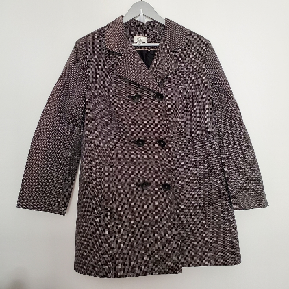 Loft Navy Polka Dot Trench Coat XL Petite